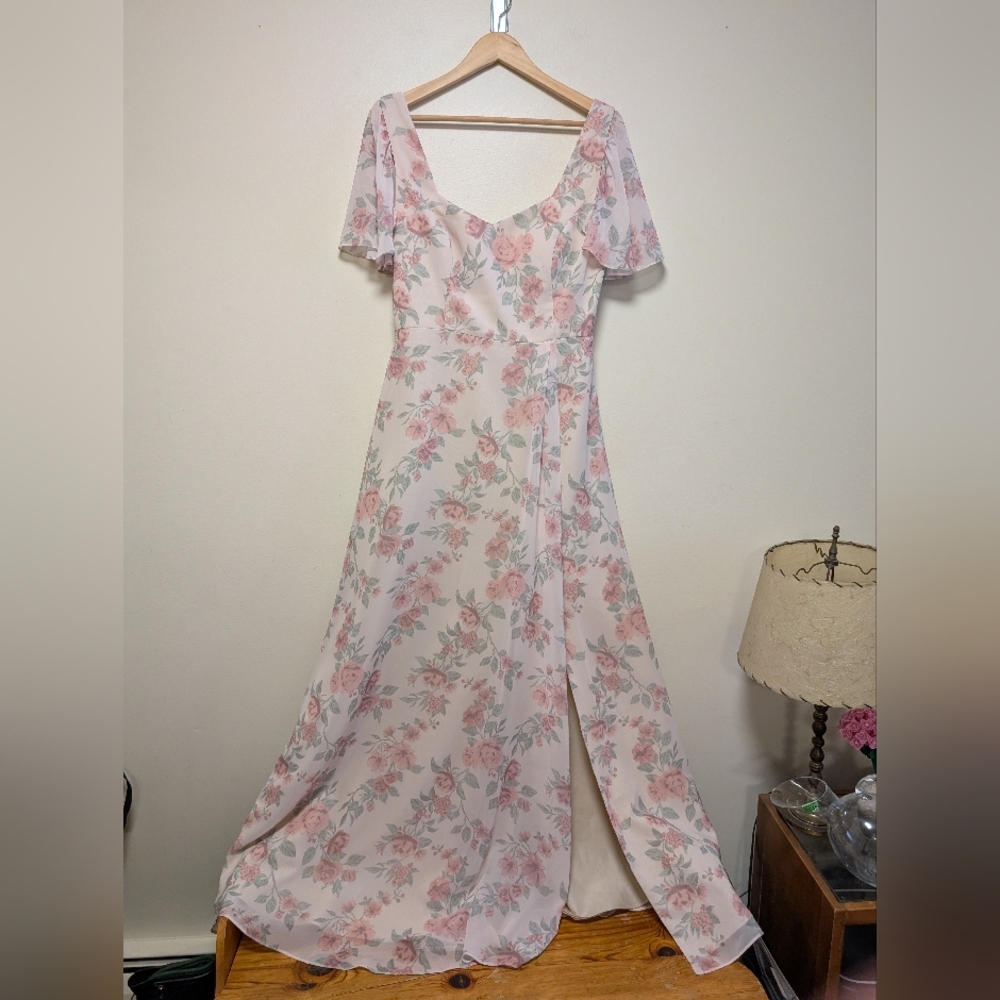 Revelry Madeline Convertible Dress Size 16 Blushing Bride Bouquet Floral Maxi